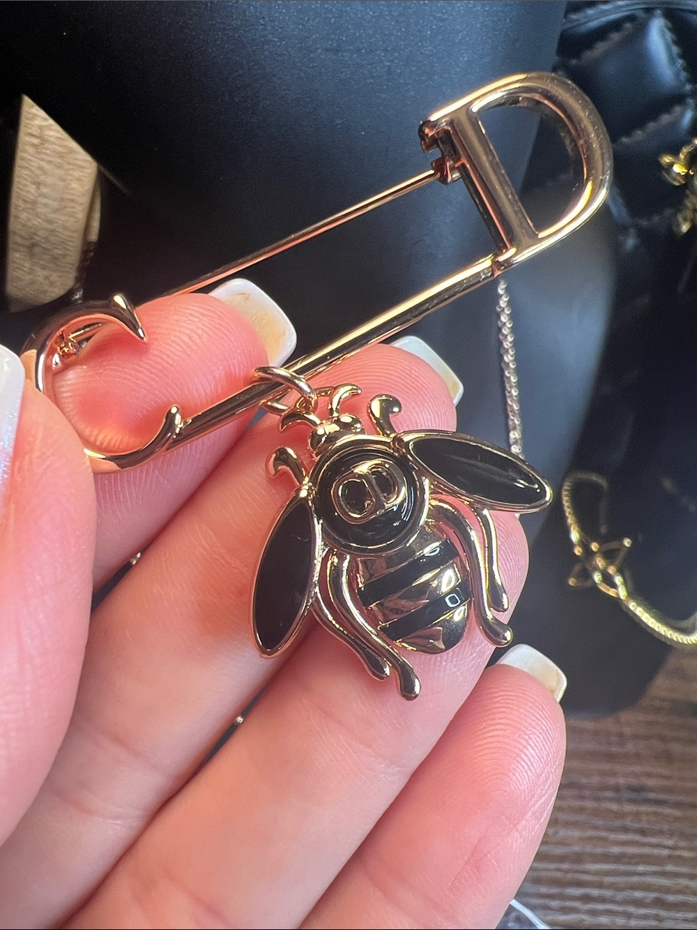 Gold Bee Safety Pin Brooch - Women Jewelry